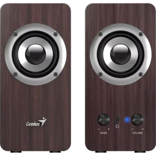 Haut-parleurs Genius PC câble 3,5 mm 10 W design bois avec contrôles