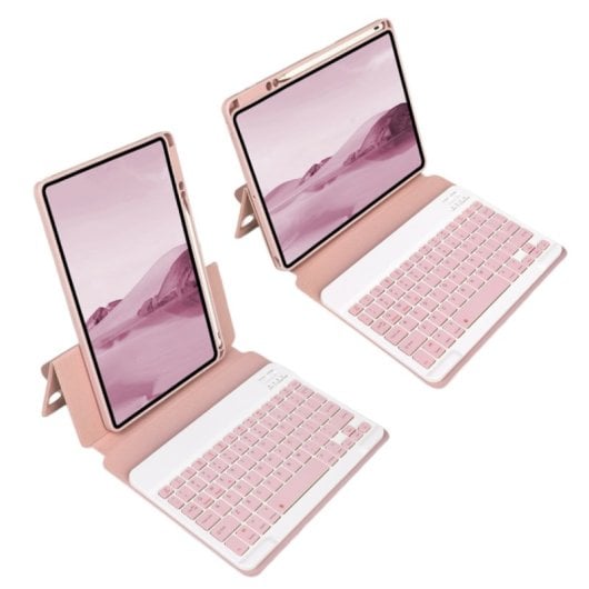 Royal Bailey Sx12 Funda Con Bluetooth Teclado Para Ipad 10.2(2021/2020/2019)/ipad Air 10.5/ipad Pro 10.5 Rosa