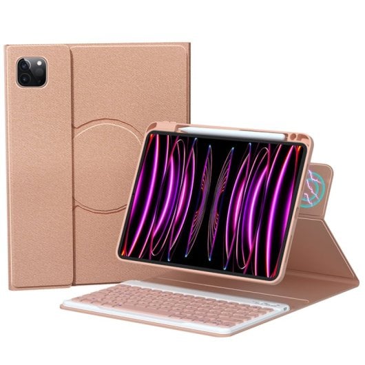 Royal Bailey Hd102 Funda Con Bluetooth Teclado Para Ipad 10.2(2021/2020/2019)/ipad Air 10.5/ipad Pro 10.5 Rosa