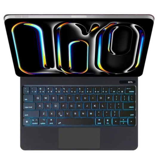 Royal Bailey E129 Funda Con Bluetooth Teclado Para Ipad Air 13(2024)/ipad Pro 12.9(2022/2021/2020/2018) Negro