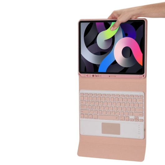 Royal Bailey Ps131c Funda Con Bluetooth Teclado Para Ipad Air 13(2024)/ipad Pro 12.9(2022/2021/2020/2018) Rosa