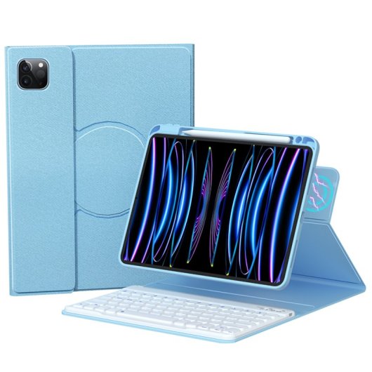 Royal Bailey Hd11 Funda Con Bluetooth Teclado Para Ipad Air 11(2024)/ipad Air 5 10.9(2022)/ipad Air 4 10.9(2020)/ipad Pro 11(2022/2021/2020/2018) Azul