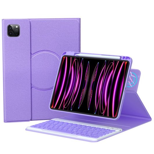 Royal Bailey Hd11 Funda Con Bluetooth Teclado Para Ipad Air 11(2024)/ipad Air 5 10.9(2022)/ipad Air 4 10.9(2020)/ipad Pro 11(2022/2021/2020/2018) Morado