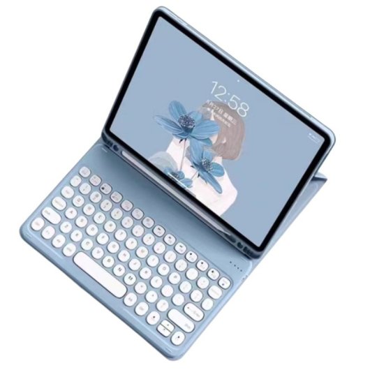 Royal Bailey Ty-x510 Funda Con Bluetooth Teclado Para Samsung Funda Con Bluetooth Teclado Para Tab S9 Fe 10.9" X510/tab S9 11" X710/tab S8 11" X700/tab S7 11" T870 Azul