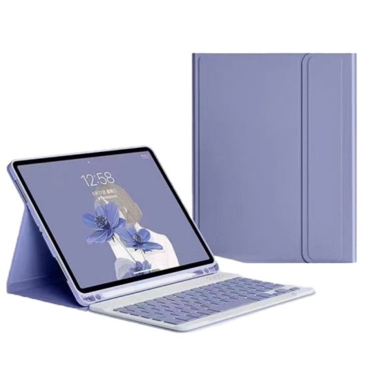 Royal Bailey Ps131d Funda Con Bluetooth Teclado Para Ipad Air 13(2024)/ipad Pro 12.9(2022/2021/2020/2018) Morado