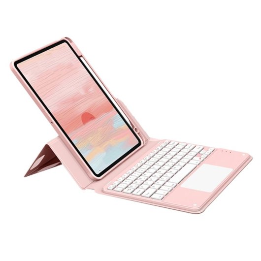Royal Bailey Sx12c Funda Con Bluetooth Teclado Para Ipad 10.2(2021/2020/2019)/ipad Air 10.5/ipad Pro 10.5 Rosa