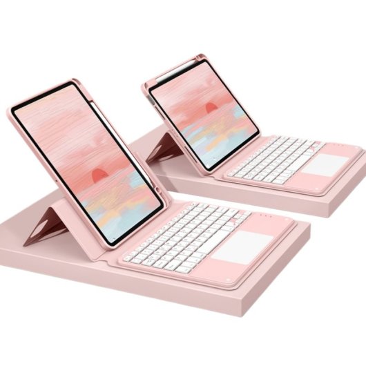 Royal Bailey Sx12c Funda Con Bluetooth Teclado Para Ipad 10.2(2021/2020/2019)/ipad Air 10.5/ipad Pro 10.5 Rosa