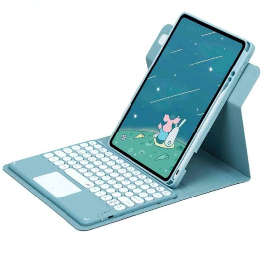 Royal Bailey Pd-e12-1 Funda Con Bluetooth Teclado Para Ipad 10.2(2021/2020/2019)/ipad Air 10.5/ipad Pro 10.5 Azul