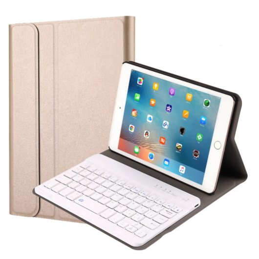 Royal Bailey Ft1027 Funda Con Bluetooth Teclado Para Ipad Mini 1/2/3/4/5 Dorado