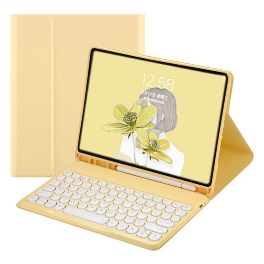 Royal Bailey Ts45 Funda Con Bluetooth Teclado Para Ipad Mini 1/2/3/4/5 Amarillo