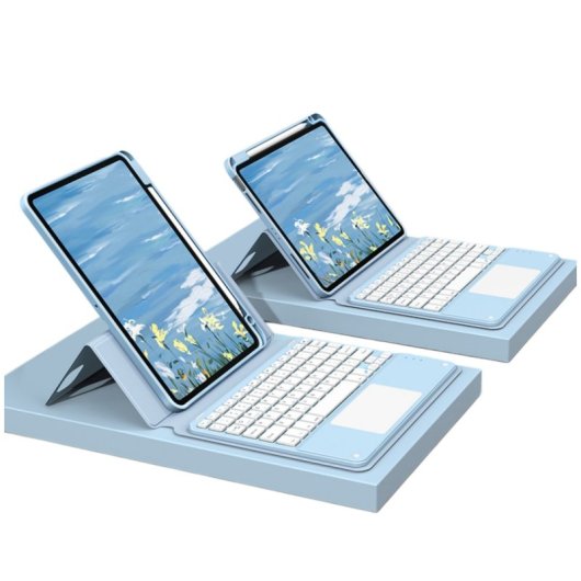 Royal Bailey Sx129c Funda Con Bluetooth Teclado Para Ipad Air 13(2024)/ipad Pro 12.9(2022/2021/2020/2018) Azul