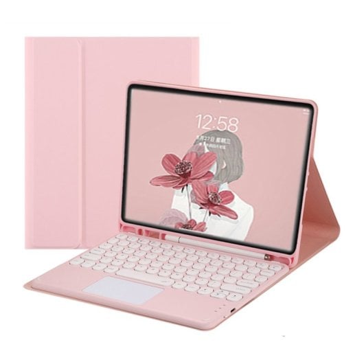 Royal Bailey Ty129c Funda Con Bluetooth Teclado Para Ipad Air 13(2024)/ipad Pro 12.9(2022/2021/2020/2018) Rosa