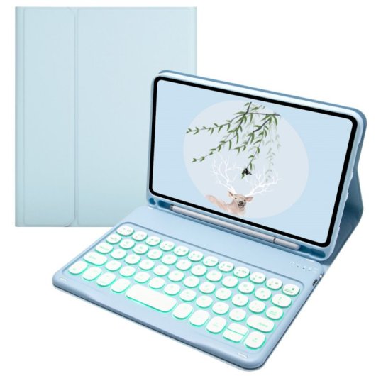 Royal Bailey Ts11-1 Funda Con Bluetooth Teclado Para Ipad Air 11(2024)/ipad Air 5 10.9(2022)/ipad Air 4 10.9(2020)/ipad Pro 11(2022/2021/2020/2018) Azul