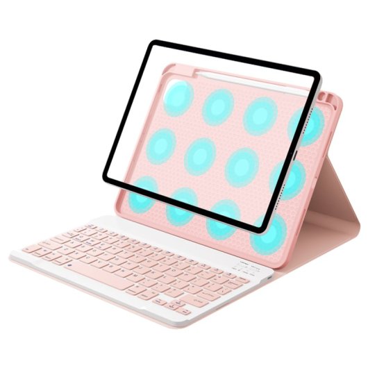 Royal Bailey Hk-109 Funda Con Bluetooth Teclado Para Ipad Air 11(2024)/ipad Air 5 10.9(2022)/ipad Air 4 10.9(2020)/ipad Pro 11(2022/2021/2020/2018) Rosa