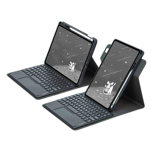 Royal Bailey Pd-e12 Funda Con Bluetooth Teclado Para Ipad 10.2(2021/2020/2019)/ipad Air 10.5/ipad Pro 10.5 Negro