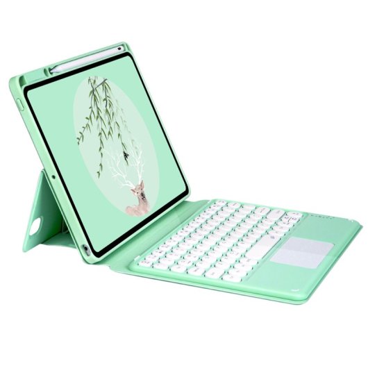 Royal Bailey Sy131c Funda Con Bluetooth Teclado Para Ipad Air 13(2024)/ipad Pro 12.9(2022/2021/2020/2018) Verde
