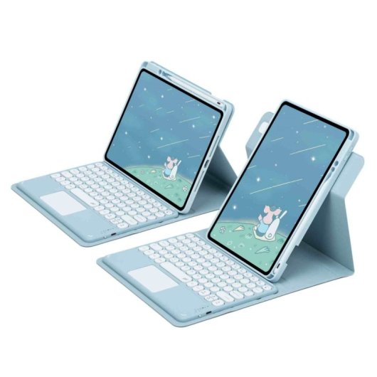 Royal Bailey Pd-e12 Funda Con Bluetooth Teclado Para Ipad 10.2(2021/2020/2019)/ipad Air 10.5/ipad Pro 10.5 Azul