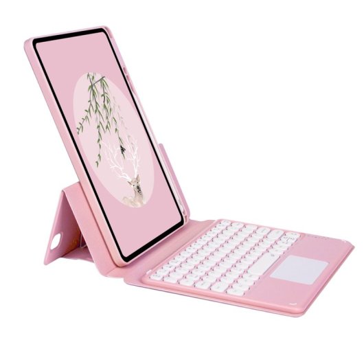 Royal Bailey Sy131c Funda Con Bluetooth Teclado Para Ipad Air 13(2024)/ipad Pro 12.9(2022/2021/2020/2018) Rosa