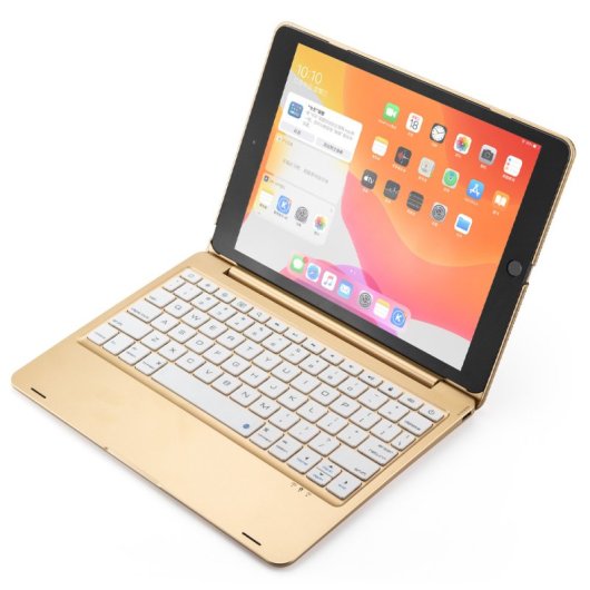 Royal Bailey F102b Funda Con Bluetooth Teclado Para Ipad 10.2(2021/2020/2019)/ipad Air 10.5/ipad Pro 10.5 Dorado