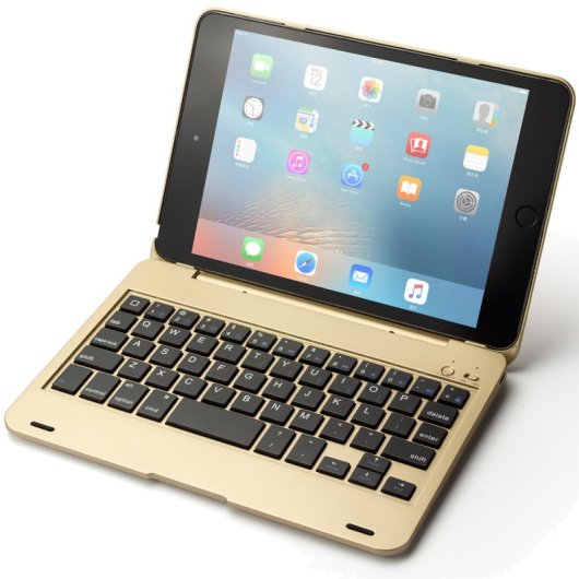 Royal Bailey F1+ Funda Con Bluetooth Teclado Para Ipad Mini 1/2/3/4/5 Dorado