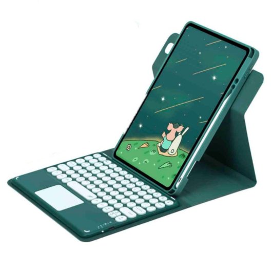 Royal Bailey Pd-e12 Funda Con Bluetooth Teclado Para Ipad 10.2(2021/2020/2019)/ipad Air 10.5/ipad Pro 10.5 Verde