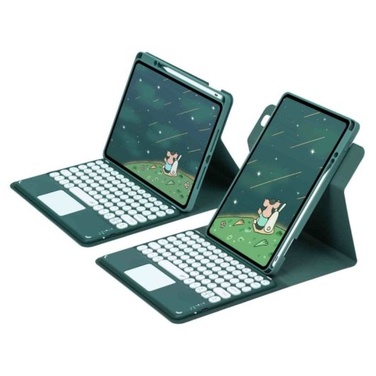 Royal Bailey Pd-e12 Funda Con Bluetooth Teclado Para Ipad 10.2(2021/2020/2019)/ipad Air 10.5/ipad Pro 10.5 Verde
