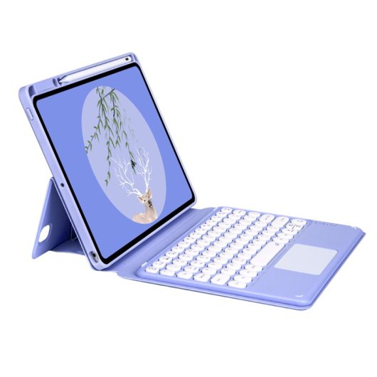 Royal Bailey Sy131c Funda Con Bluetooth Teclado Para Ipad Air 13(2024)/ipad Pro 12.9(2022/2021/2020/2018) Morado