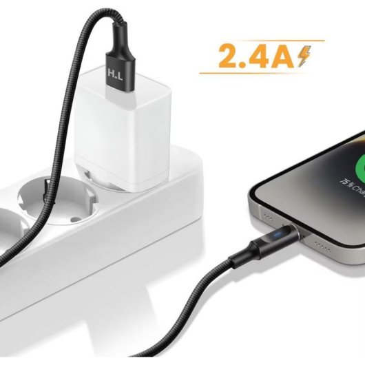 Cabo USB-A para Lightning Avizar KBL-HL-LED-IP5 1,5 m com LED preto