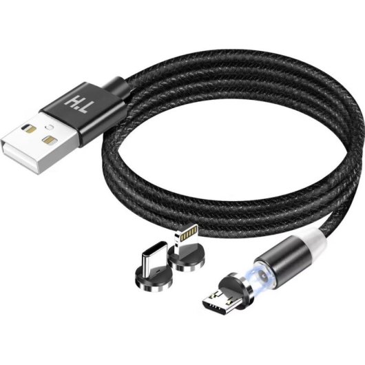 Cabo USB Avizar 3 em 1 magnetico 1 m