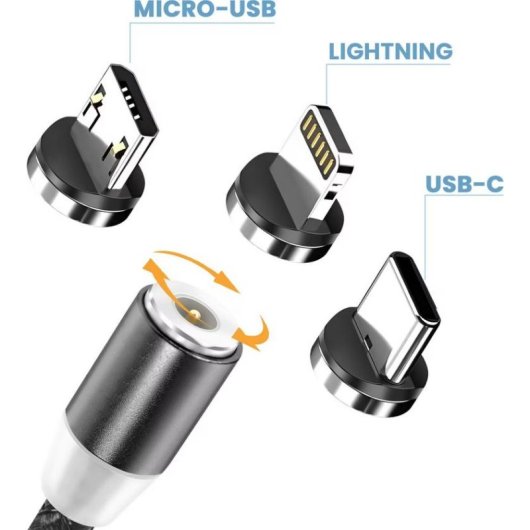 Cabo USB Avizar 3 em 1 magnetico 1 m