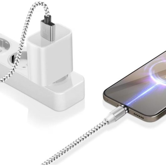 Cabo de carga magnético 3-em-1 Avizar USB-A para USB-C e Lightning 1m