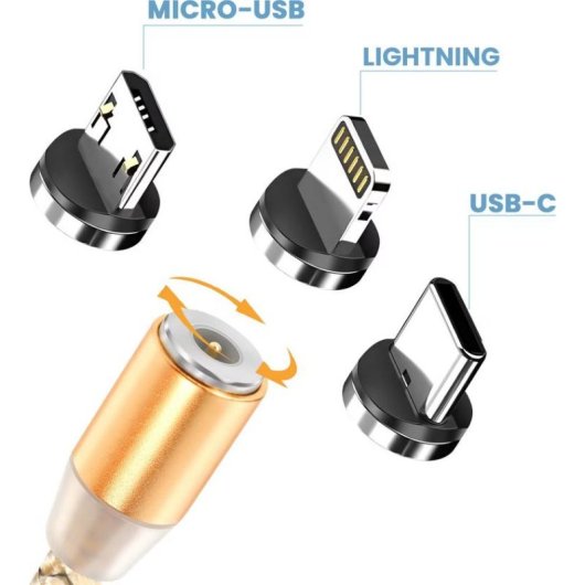 Cavo di ricarica 3-in-1 magnetico Avizar USB-A a USB-C/Lightning/Micro-USB