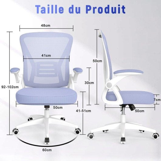 Chaise de bureau ergonomique Naspaluro violet avec roues et soutien lombaire
