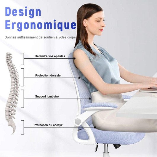 Chaise de bureau ergonomique Naspaluro violet avec roues et soutien lombaire