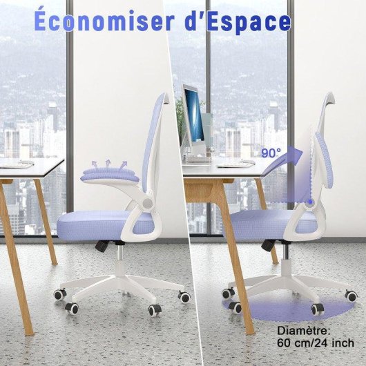 Chaise de bureau ergonomique Naspaluro violet avec roues et soutien lombaire
