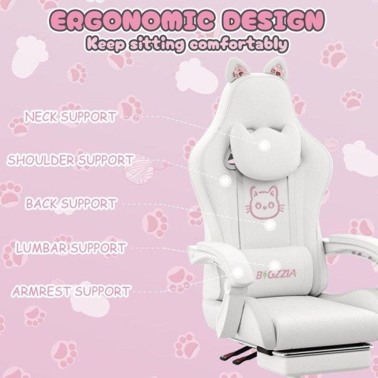 Silla Gaming para Niños Naspaluro Ergonómica Ajustable con Reposapiés