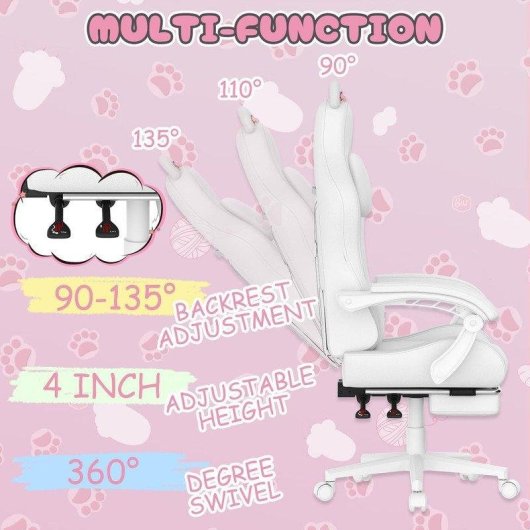 Silla Gaming para Niños Naspaluro Ergonómica Ajustable con Reposapiés