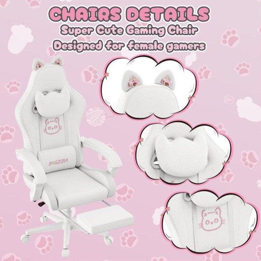 Silla Gaming para Niños Naspaluro Ergonómica Ajustable con Reposapiés