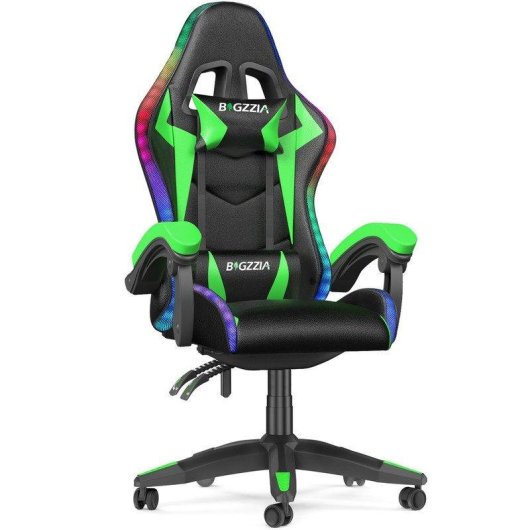 Chaise Gaming Naspaluro RGB LED Support Lombaire Repose-bras