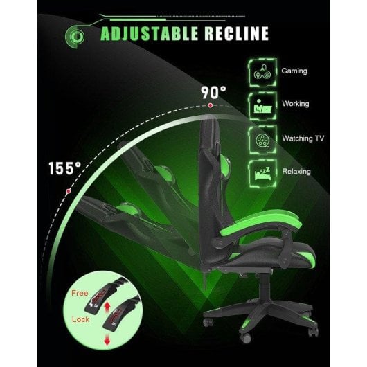 Chaise Gaming Naspaluro RGB LED Support Lombaire Repose-bras