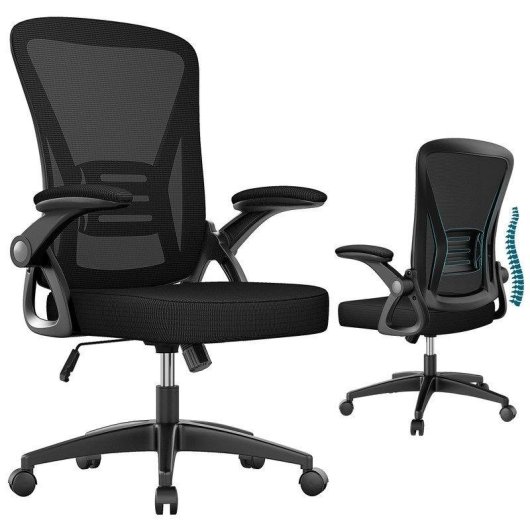 Chaise de Bureau Ergonomique Naspaluro Roulante Réglable Noir