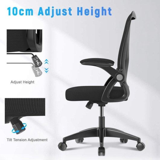 Chaise de Bureau Ergonomique Naspaluro Roulante Réglable Noir