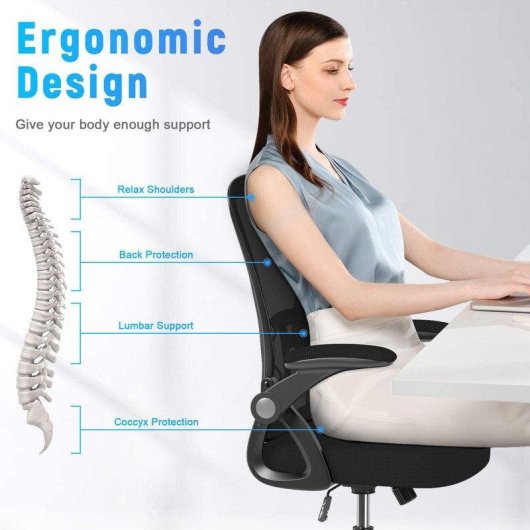 Chaise de Bureau Ergonomique Naspaluro Roulante Réglable Noir