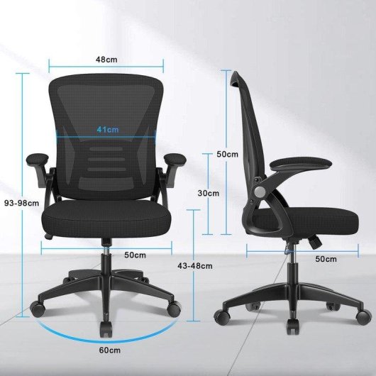 Chaise de Bureau Ergonomique Naspaluro Roulante Réglable Noir