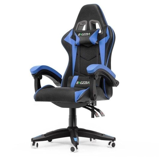 Chaise Naspaluro Ergonomique Gaming Noir et Bleu Réglable
