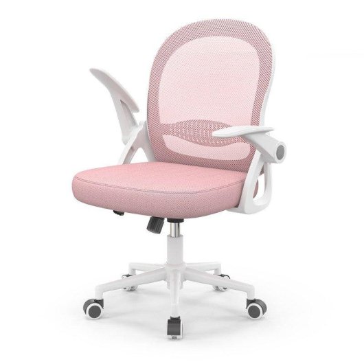 Chaise de bureau Naspaluro rose, ergonomique et maille respirante