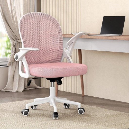 Chaise de bureau Naspaluro rose, ergonomique et maille respirante