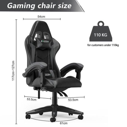Silla gaming Naspaluro ergonómica piel sintética soporte lumbar reclinable