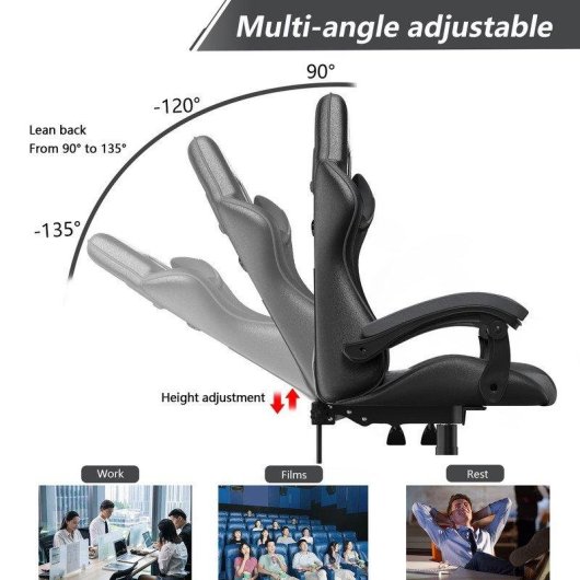 Silla gaming Naspaluro ergonómica piel sintética soporte lumbar reclinable