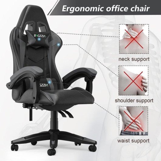 Silla gaming Naspaluro ergonómica piel sintética soporte lumbar reclinable